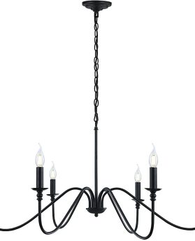 Black Chandelier,6-Light Rustic Industrial Iron Chandeliers for Dining Room Lighting Fixtures Hanging,Candle Hanging Hallway, Living Room, Foyer, Bedroom, Office, Bar,Island Lights