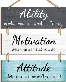 Office Wall Decor Inspirational Rustic Motivational Plaques with Sayings Wooden Hangings Ability Sign Bathroom for Home Office Art Decoration(Fresh Color)