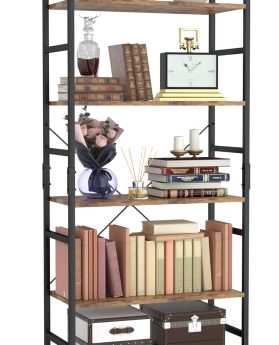 NUMENN 5 Tier Bookshelf, Tall Bookcase Shelf Storage Organizer, Modern Book Shelf for Bedroom, Living Room and Home Office, Vintage